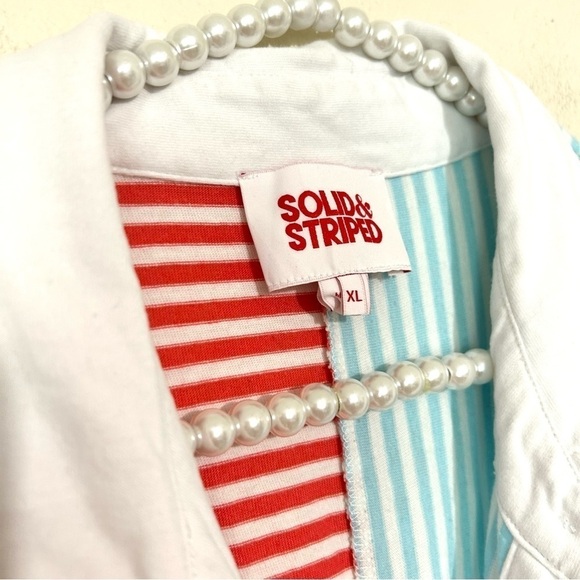 Solid & Striped Oxford Striped Color Block Tunic Button Front Shirt Swimcover - Picture 4 of 8